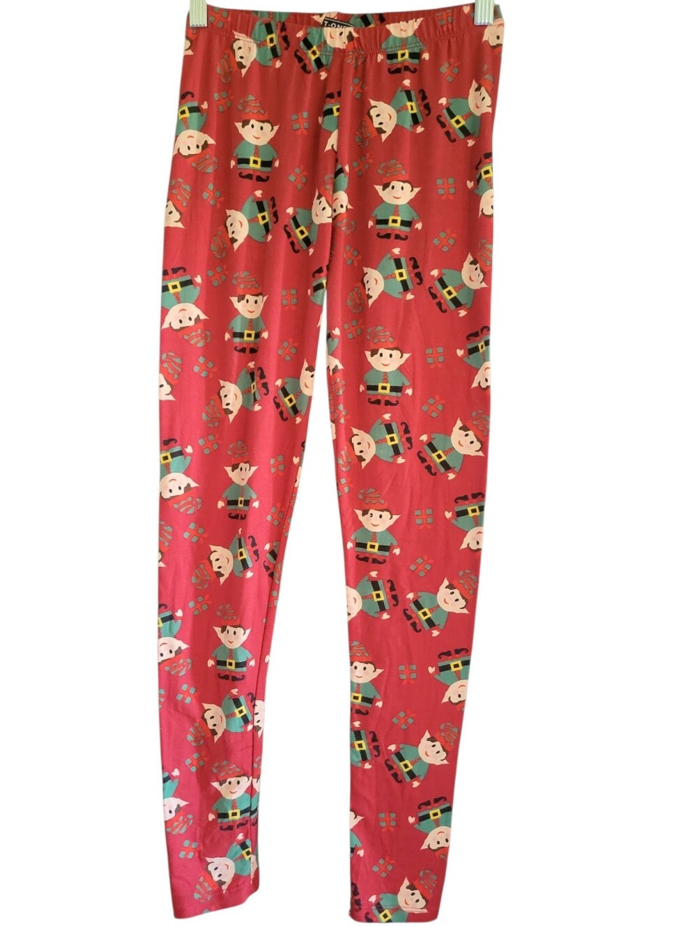Elf Print Pajama Pants Red sz L